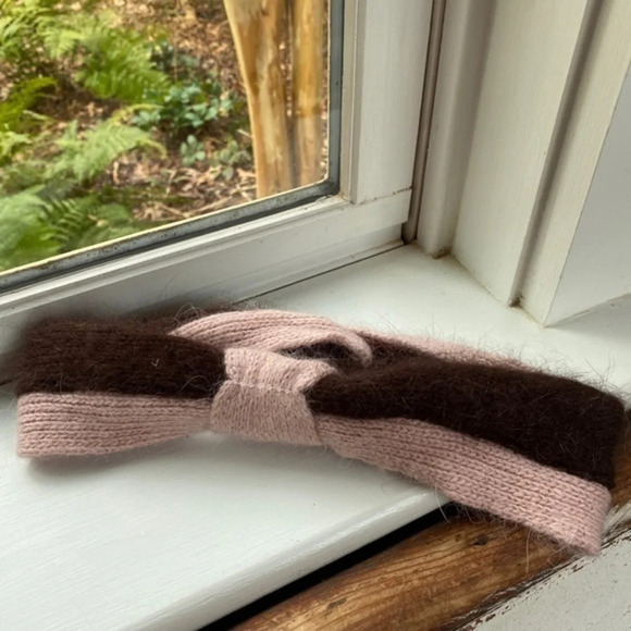 Anthropologie Pink Brown Twist Fuzzy Headband - Picture 5 of 9